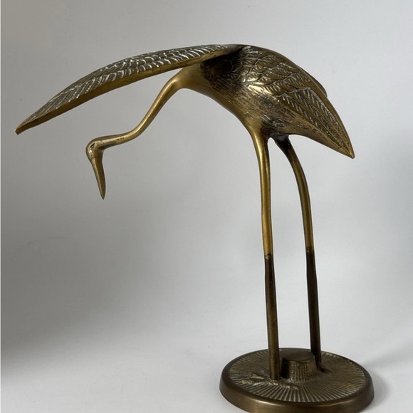Vintage Brass Crane Sculpture Hollywood Regency Mid Century- 7” - Picture 1 of 8